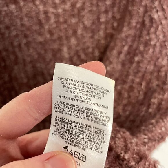 EXPRESS Purple White Marled Fuzzy Chunky Knit Thumbholes Round Neck Sweater XS - Picture 10 of 12